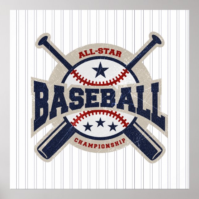 Baseboll All Star Team Sport Födelsedagsfest Banne Poster (Framsidan)