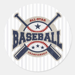 Baseboll All Star Team Sport Födelsedagsfest Runt Klistermärke