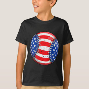 Baseboll amerikansk flagga 4 juli pojkar män retro t shirt