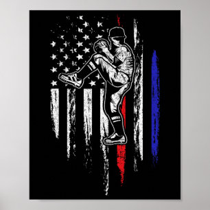Baseboll Amerikansk Flagga Pitcher Usa Pitching 4: Poster