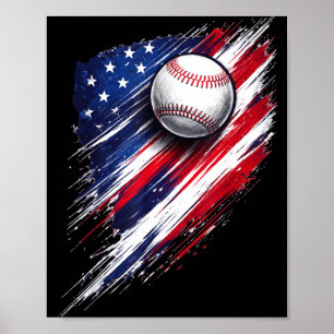 Baseboll amerikansk flagga pojkar flickor män kvin poster