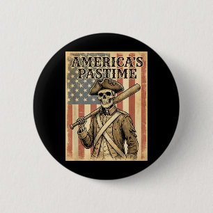 Baseboll Amerikas Fritidssyssla Patriotiskt Skelet Knapp