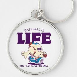 Baseboll är livet, resten är bara detaljer rund silverfärgad nyckelring
