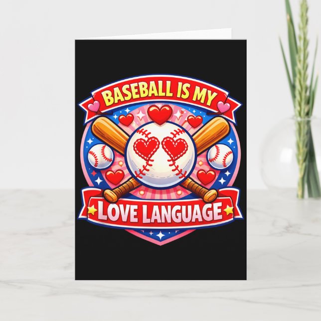 Baseboll Är Mitt Kärleksspråk Alla Hjärtans Dag  Kort (Framsida)