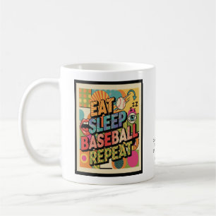 Baseboll Äta Sova Upprepa Popkonst Personlig Kaffemugg