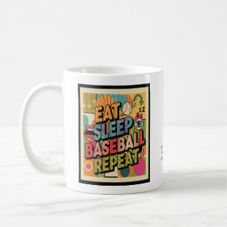 Baseboll Äta Sova Upprepa Popkonst Personlig Kaffemugg