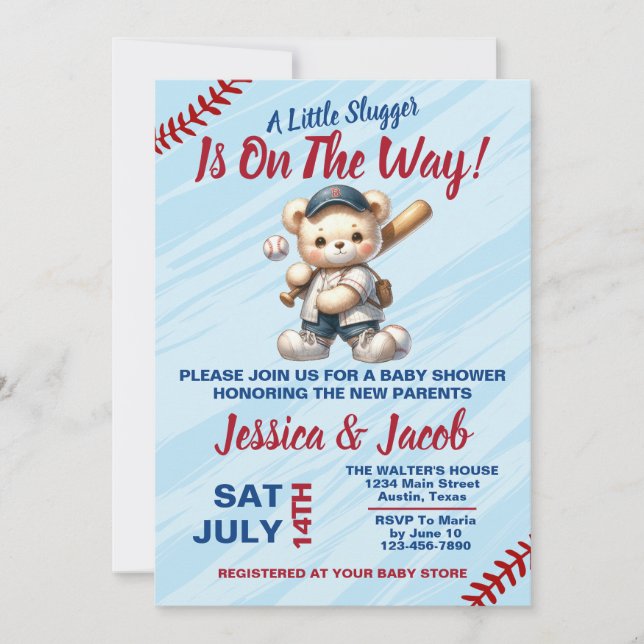 Baseboll Baby Shower Inbjudningar (Framsida)