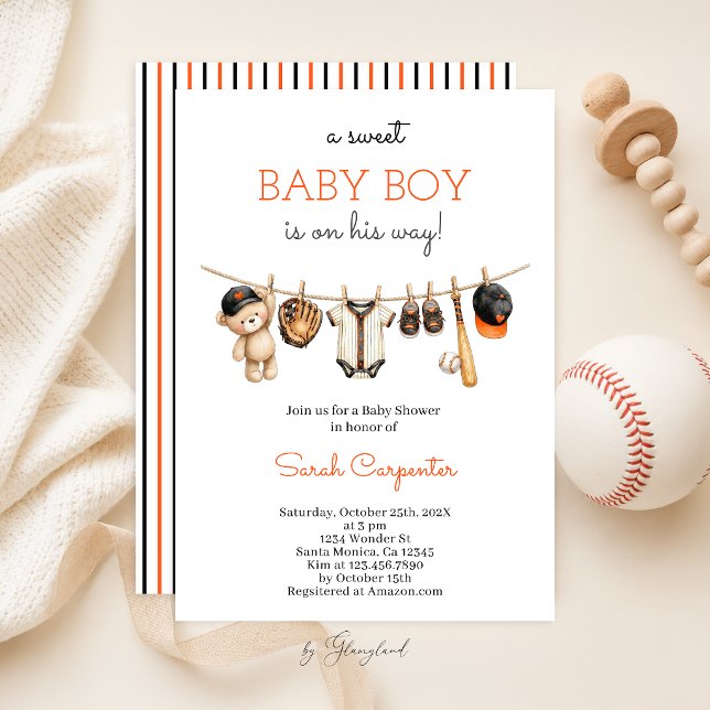 Baseboll Baby Shower Pojke Inbjudan (Skapare uppladdad)