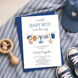 Baseboll Baby Shower Pojke Inbjudan