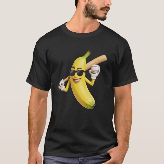 Baseboll Banan Frukt Sportlag Spelarpresent T Shirt (Framsida)