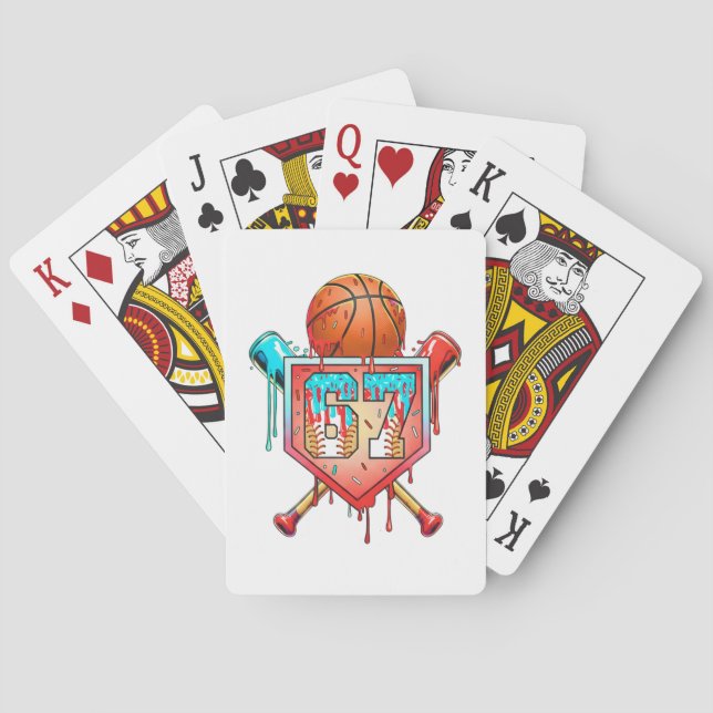 Baseboll Basket Tröja Nummer 67 Drip Sport Casinokort (Baksidan)