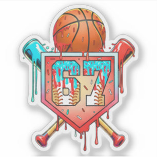 Baseboll Basket Tröja Nummer 67 Drip Sport Klistermärken
