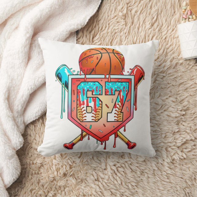 Baseboll Basket Tröja Nummer 67 Drip Sport Kudde (Filt)