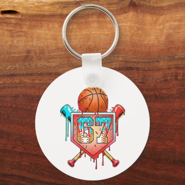 Baseboll Basket Tröja Nummer 67 Drip Sport Nyckelring (Framsida)