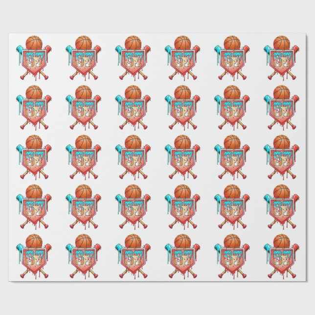 Baseboll Basket Tröja Nummer 67 Drip Sport Presentpapper (Platt)