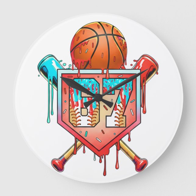Baseboll Basket Tröja Nummer 67 Drip Sport Stor Klocka (Framsida)