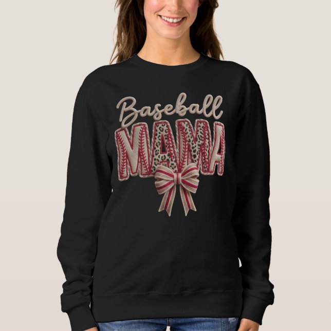 Baseboll Bow Mama, Mors Dag T Shirt (Framsida)