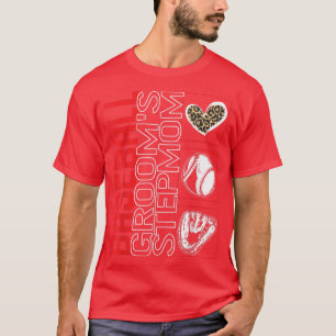 Baseboll Brudgum Stepmom Matchdag Leopard Hjärtat T Shirt
