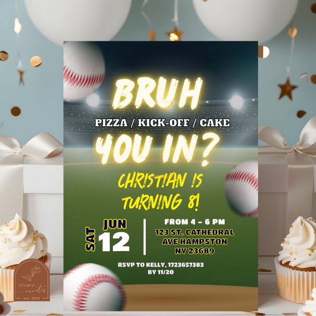 Baseboll Bruh You In Tonårspojke Födelsedag  Inbjudningar (Skapare uppladdad)
