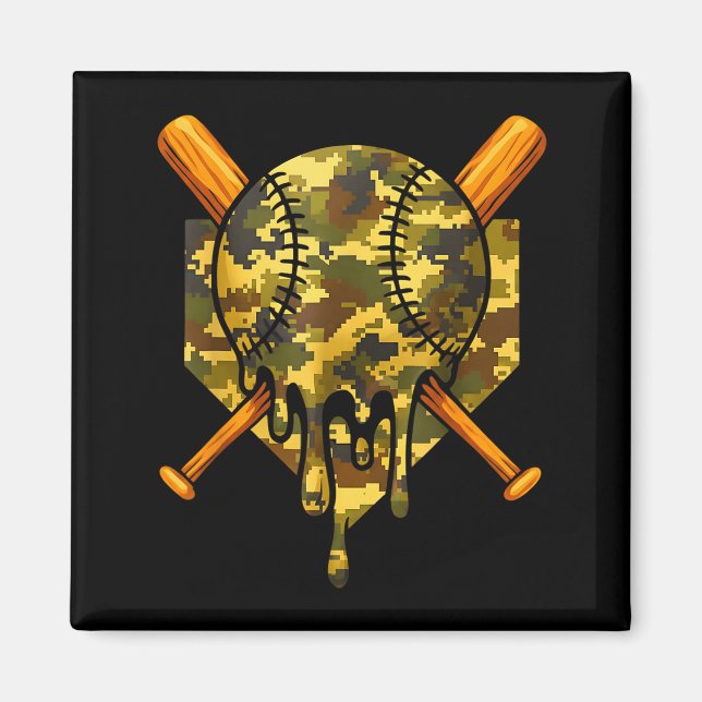 Baseboll Camo Pojkar Glass Ungdomsbaseboll  Magnet (Framsidan)
