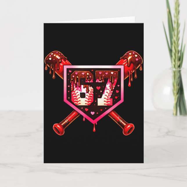 Baseboll Choklad Drip 67 Valentine Kärlek Matchand Kort (Framsida)