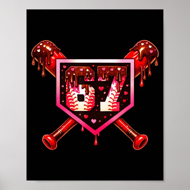 Baseboll Choklad Drip 67 Valentine Kärlek Matchand Poster (Framsidan)
