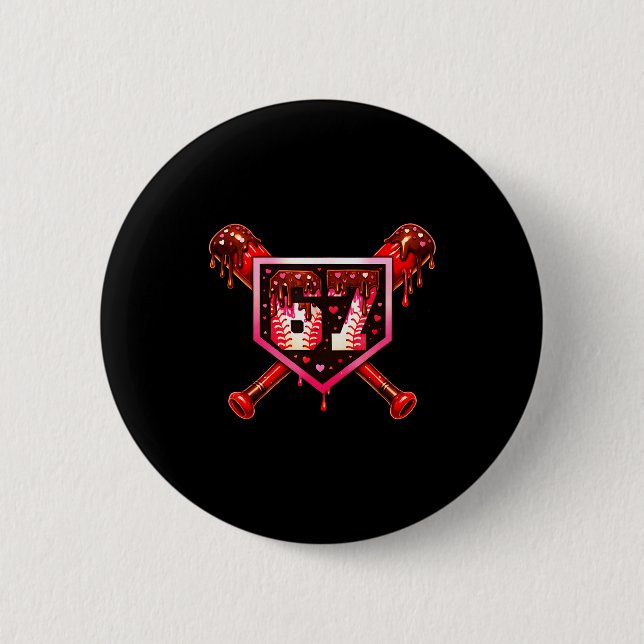 Baseboll Choklad Drip 67 Valentine Matchande Kärle Knapp (Framsida)
