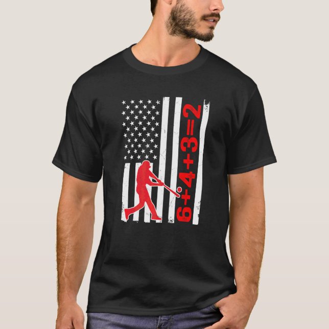 Baseboll Citat 6+4+32 Double Play Baseboll Spelare T Shirt (Framsida)