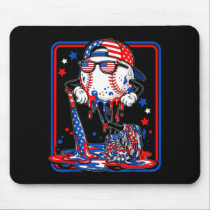 Baseboll cool drip 4 juli patriotisk amerikansk musmatta