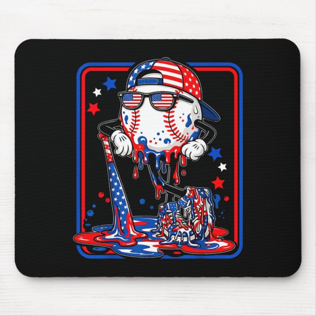 Baseboll cool drip 4 juli patriotisk amerikansk musmatta (Framsidan)