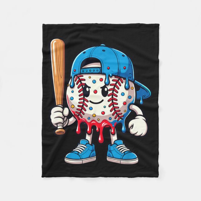 Baseboll Drip Baseboll Livsstil 101 Kläder Ungdom Fleecefilt (Framsidan)