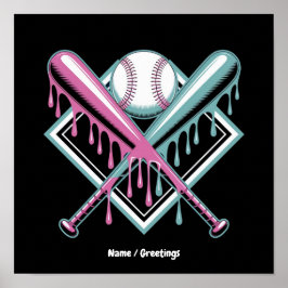 Baseboll Drip För Pojkar Glass Slagträ – Coola Ung Poster