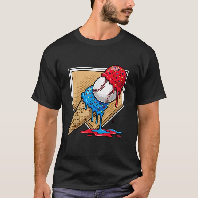 Baseboll Drip Glass Isglass Kläder Ungdom Drip Bas T Shirt (Framsida)