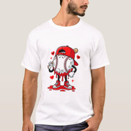 Baseboll Drip Glass T-Shirt för Alla Hjärtans Dag