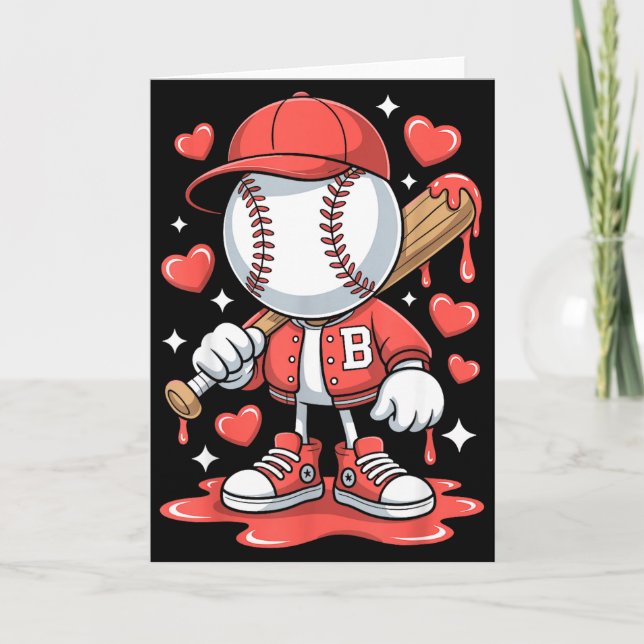 Baseboll Drip Glasskläder Ungdom Pojke Valentin Kort (Framsida)