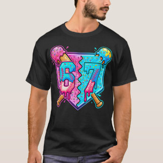 Baseboll Drip Nummer 67 Spelare Glass Drip 67:e T Shirt