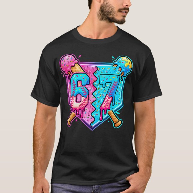 Baseboll Drip Nummer 67 Spelare Glass Drip 67:e T Shirt (Framsida)
