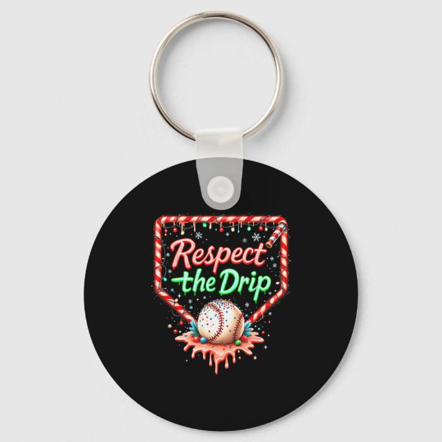 Baseboll Drip Pojkar Glass Jul Ungdom Respekt Nyckelring (Framsida)