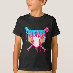Baseboll Drip Pojke Glass Sprinkle Ungdom Baseboll T Shirt