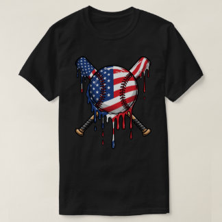 Baseboll Dropp Amerikansk Flagga | Dropp Baseboll  T Shirt
