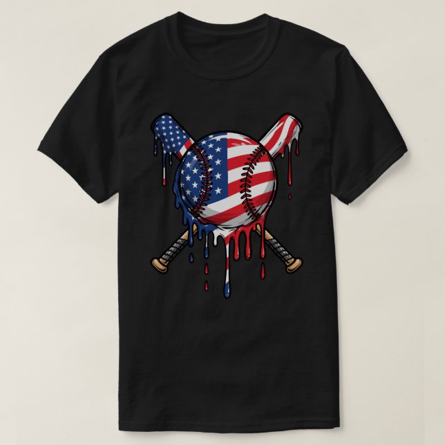 Baseboll Dropp Amerikansk Flagga | Dropp Baseboll  T Shirt (Design framsida)
