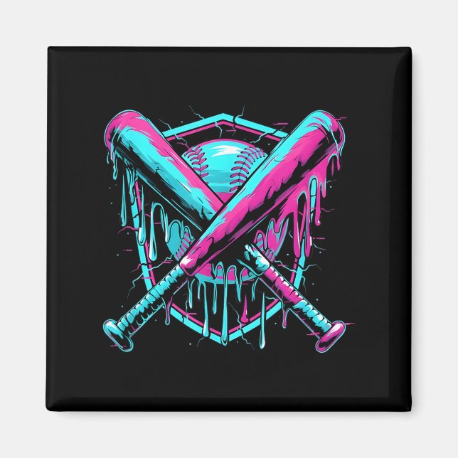 Baseboll Dropp Glass Droppande Basebollträ Var Våg Magnet (Framsidan)