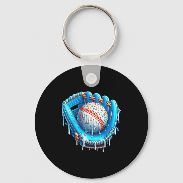 Baseboll Dropp Glass Handskar Med Strössel Boll Nyckelring (Framsida)