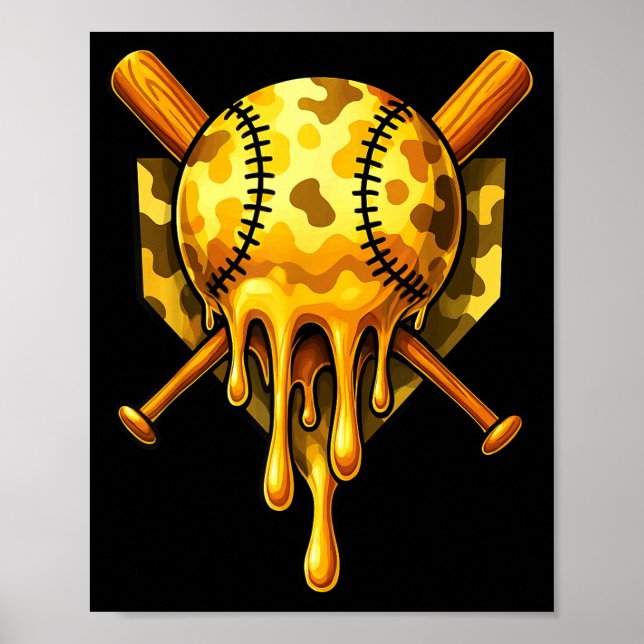 Baseboll Dropp Glass Kamo Cool Design  Poster (Framsidan)