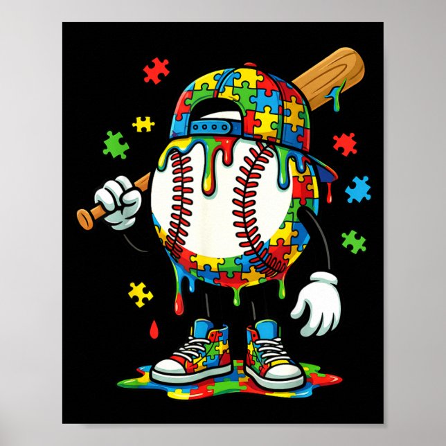 Baseboll Dropp Glass Sport Autism Acceptans Män Poster (Framsidan)