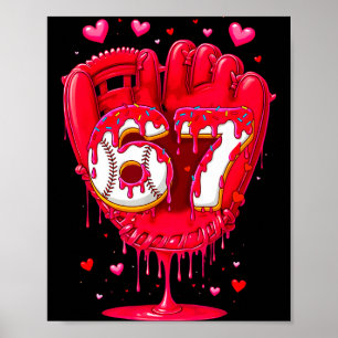 Baseboll Dropp Glass Valentine Ungdom Pojkar Flick Poster