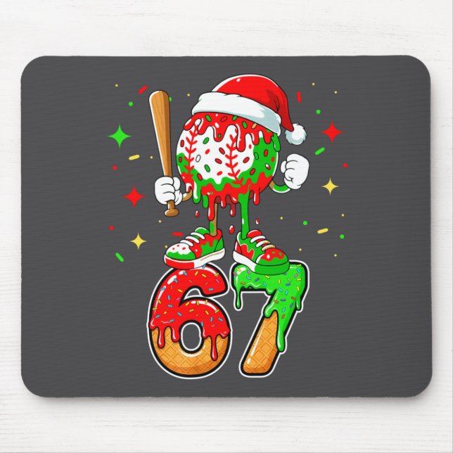 Baseboll Dropp Nummer 67 Meme Glass Droppande Jul Musmatta (Framsidan)