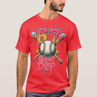 Baseboll Dropp Nummer 67 Spelare Sport Gåva för Mä T Shirt