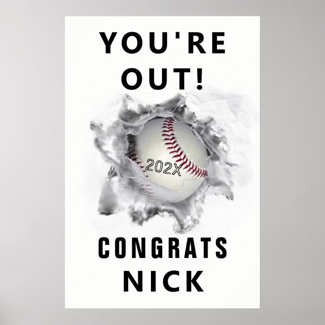 baseboll examen gratulationsaffisch poster (Framsidan)