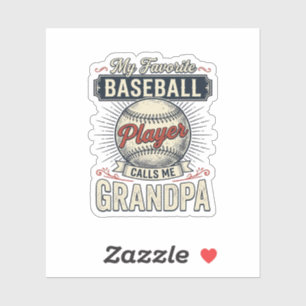 Baseboll Farfar Vintage Gravyr Tröja Design_1 Klistermärken